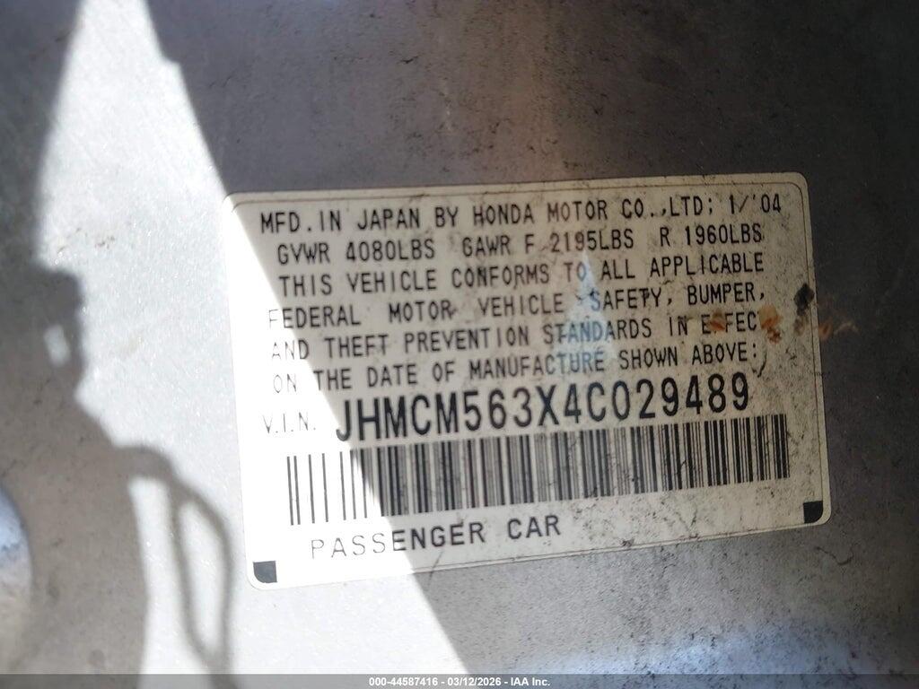 JHMCM563X4C029489 2004 HONDA ACCORD photo no. 9