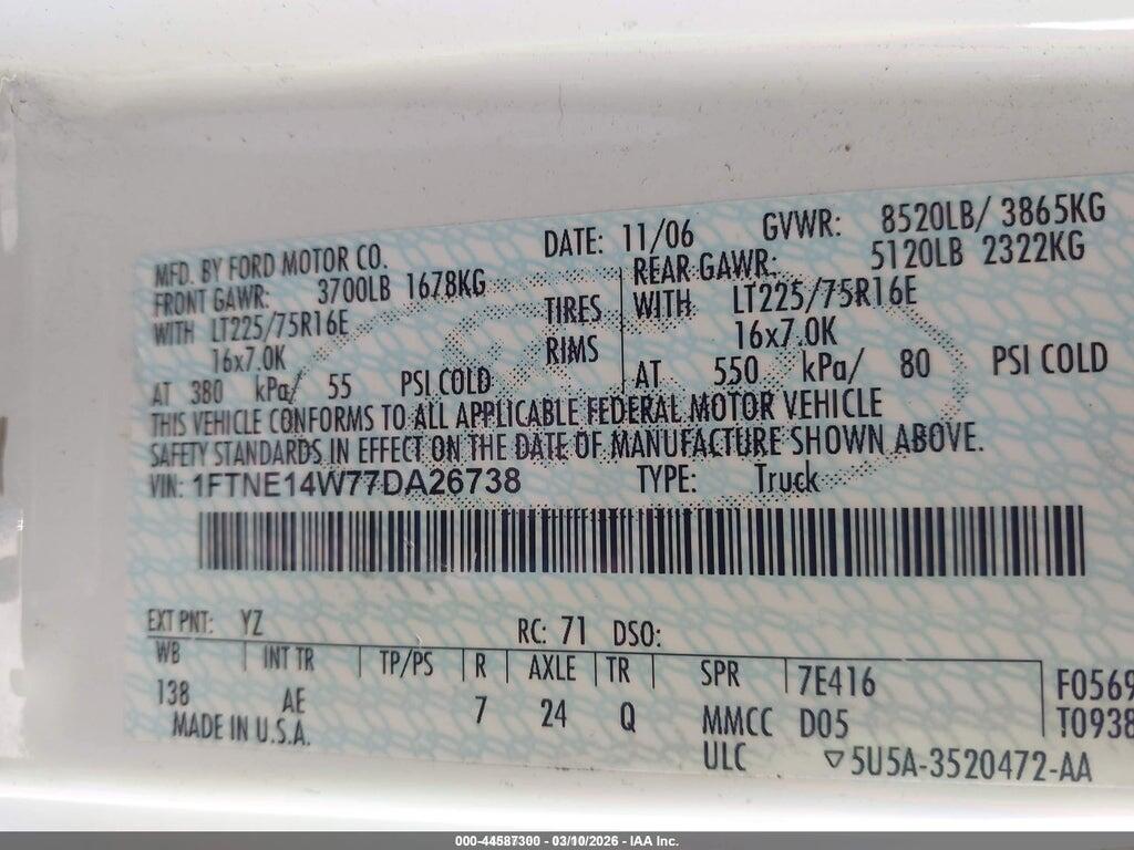 1FTNE14W77DA26738 2007 FORD E-150 photo no. 9