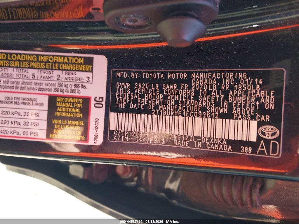 2T1BURHE1EC093612 2014 TOYOTA COROLLA photo no. 9