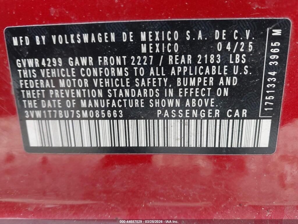 3VW1T7BU7SM085663 2025 VOLKSWAGEN JETTA GLI photo no. 9