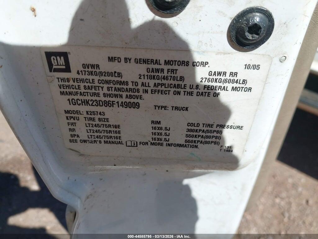 1GCHK23D86F149009 2006 CHEVROLET SILVERADO 2500HD photo no. 9