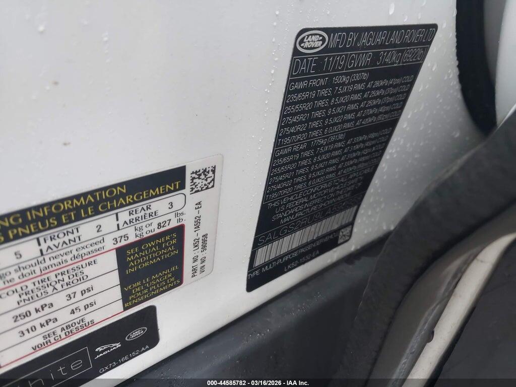 SALGS2RU9LA590958 2020 LAND ROVER RANGE ROVER photo no. 9