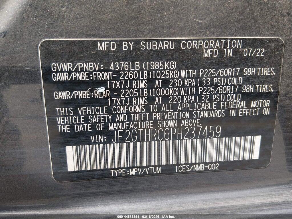 JF2GTHRC6PH237459 2023 SUBARU CROSSTREK photo no. 9