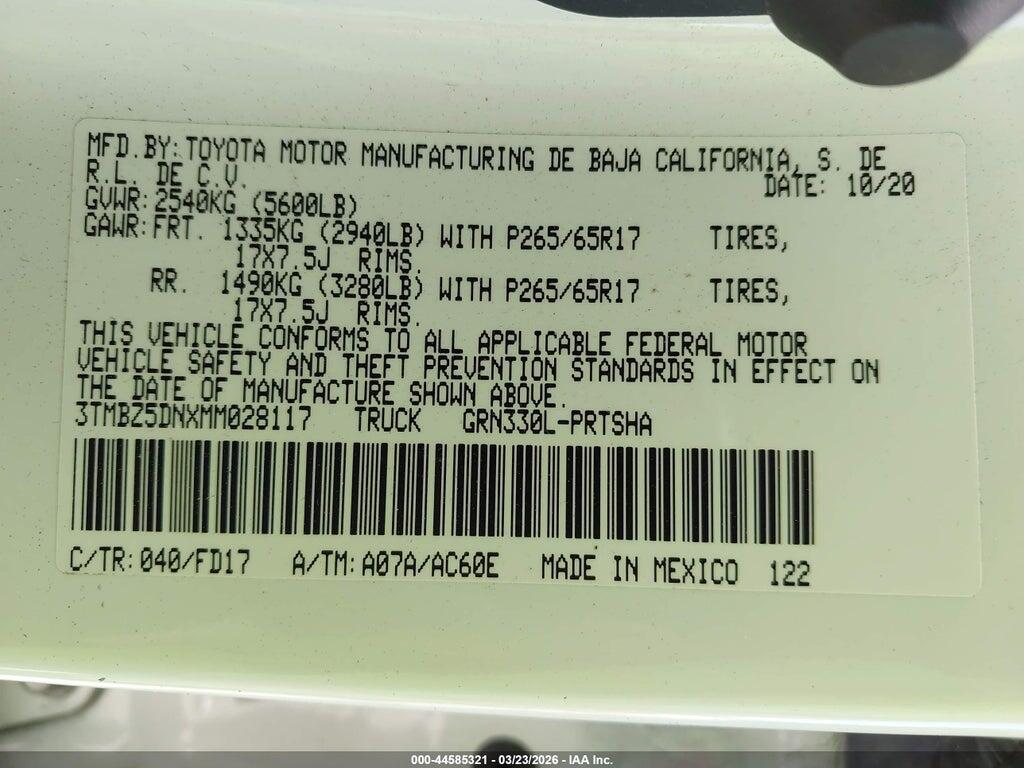 3TMBZ5DNXMM028117 2021 TOYOTA TACOMA photo no. 9