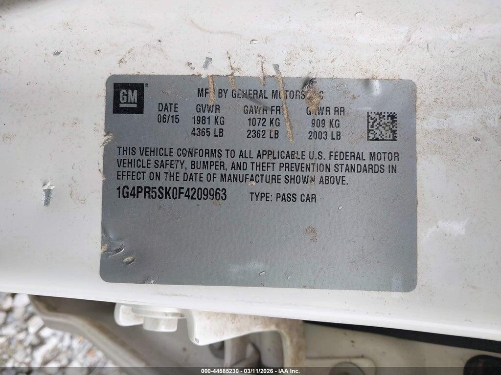 1G4PR5SK0F4209963 2015 BUICK VERANO photo no. 9