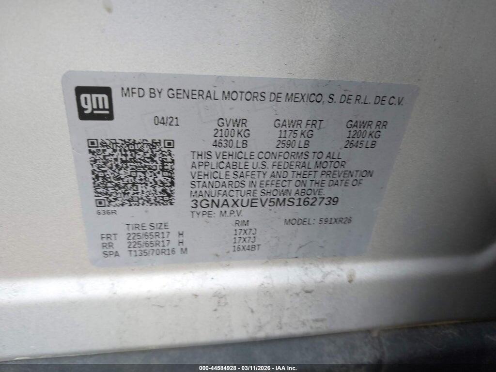 3GNAXUEV5MS162739 2021 CHEVROLET EQUINOX photo no. 9