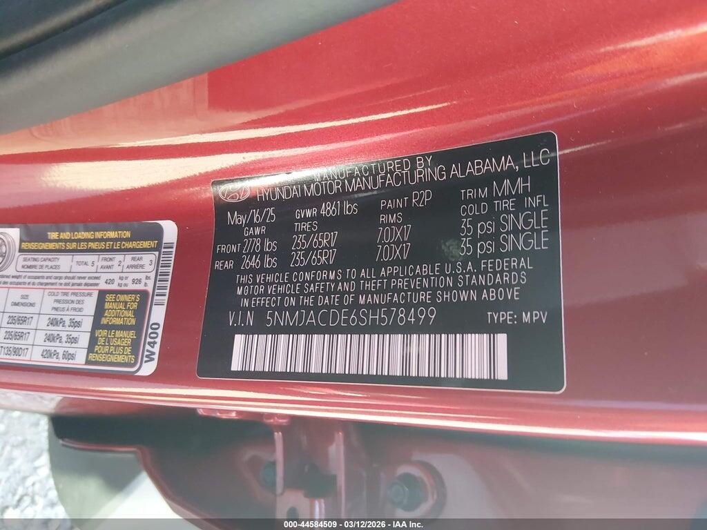 5NMJACDE6SH578499 2025 HYUNDAI TUCSON photo no. 9