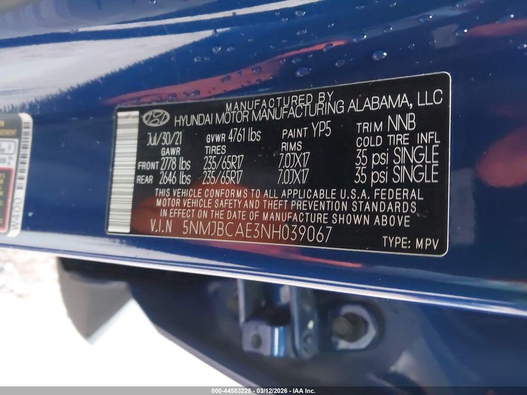 5NMJBCAE3NH039067 2022 HYUNDAI TUCSON photo no. 9