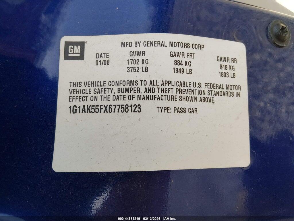 1G1AK55FX67758123 2006 CHEVROLET COBALT photo no. 9