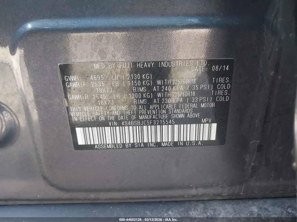 4S4BSBJC5F3215545 2015 SUBARU OUTBACK photo no. 9