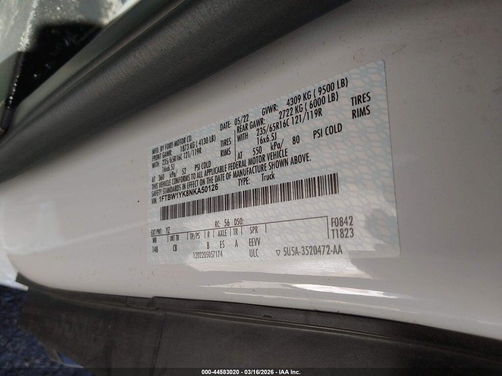 1FTBW1YK8NKA50126 2022 FORD E-TRANSIT-350 photo no. 9
