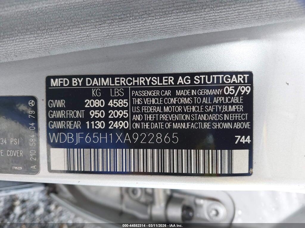 WDBJF65H1XA922865 1999 MERCEDES-BENZ E 320 photo no. 9