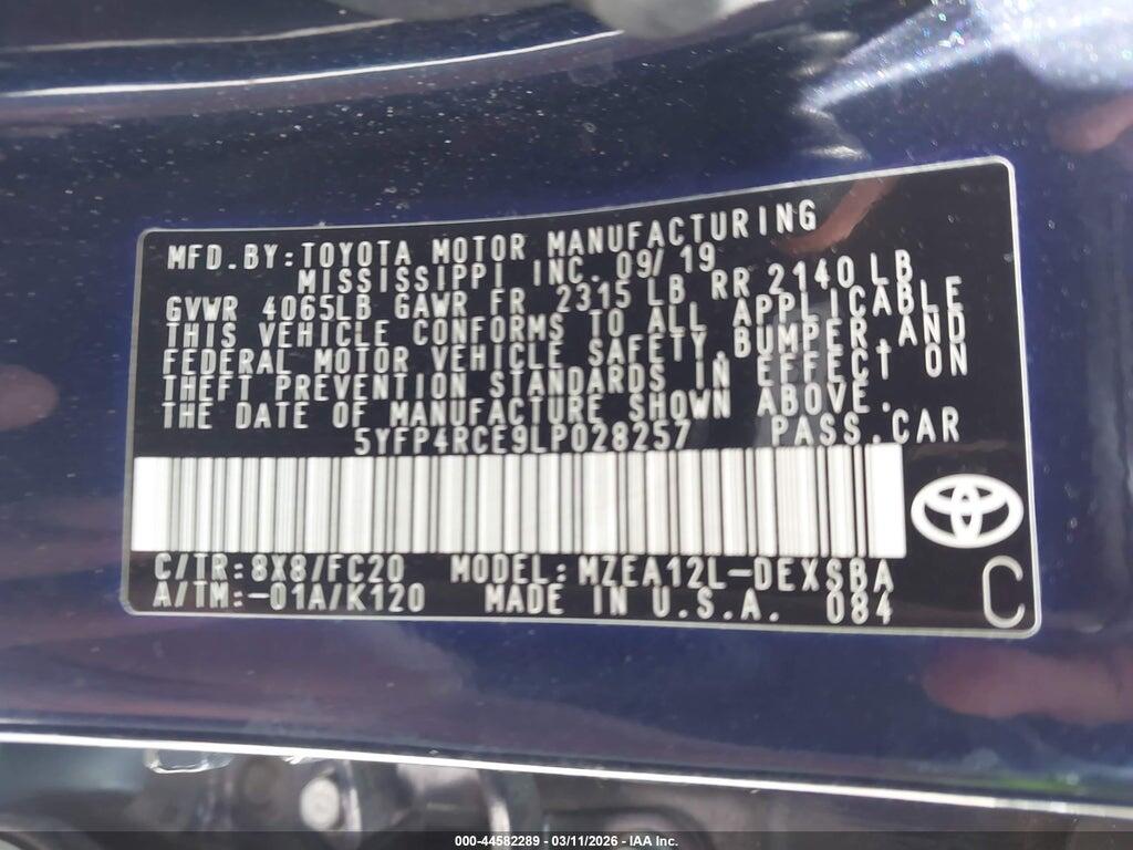 5YFP4RCE9LP028257 2020 TOYOTA COROLLA photo no. 9