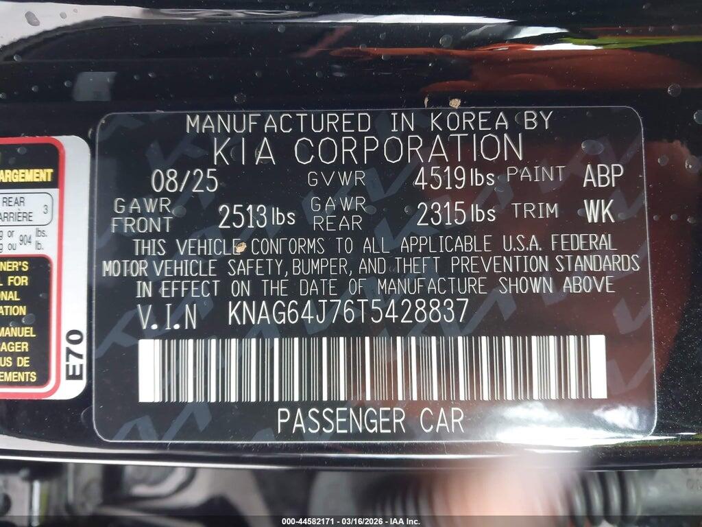 KNAG64J76T5428837 2026 KIA K5 photo no. 9