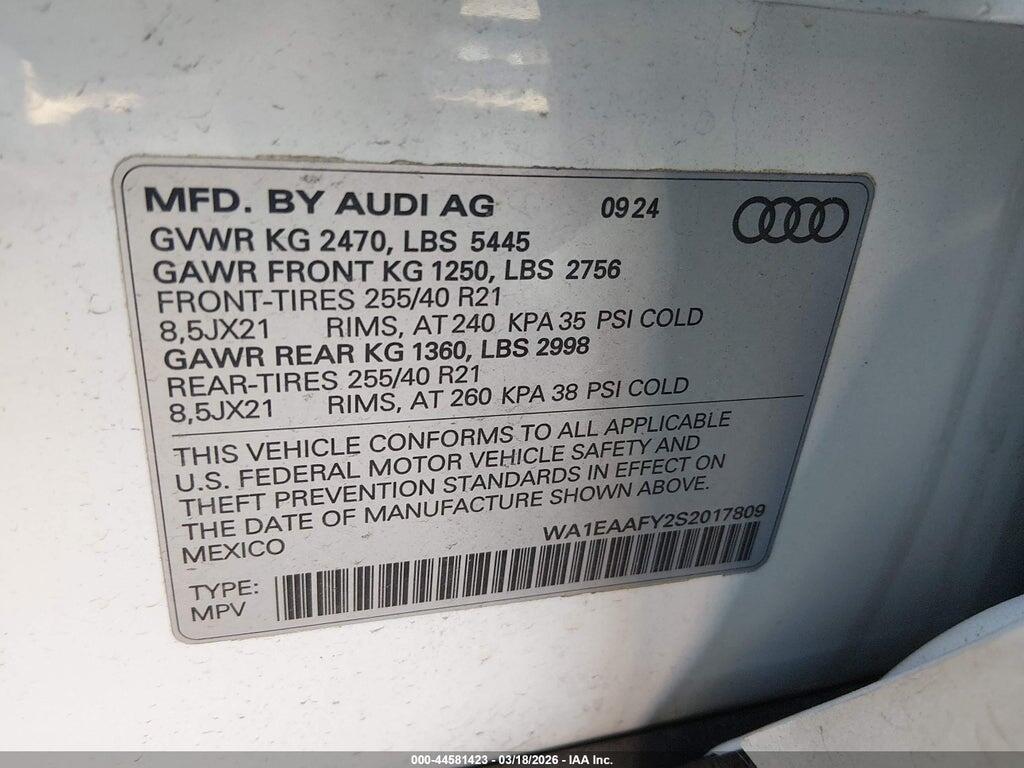 WA1EAAFY2S2017809 2025 AUDI Q5 photo no. 9