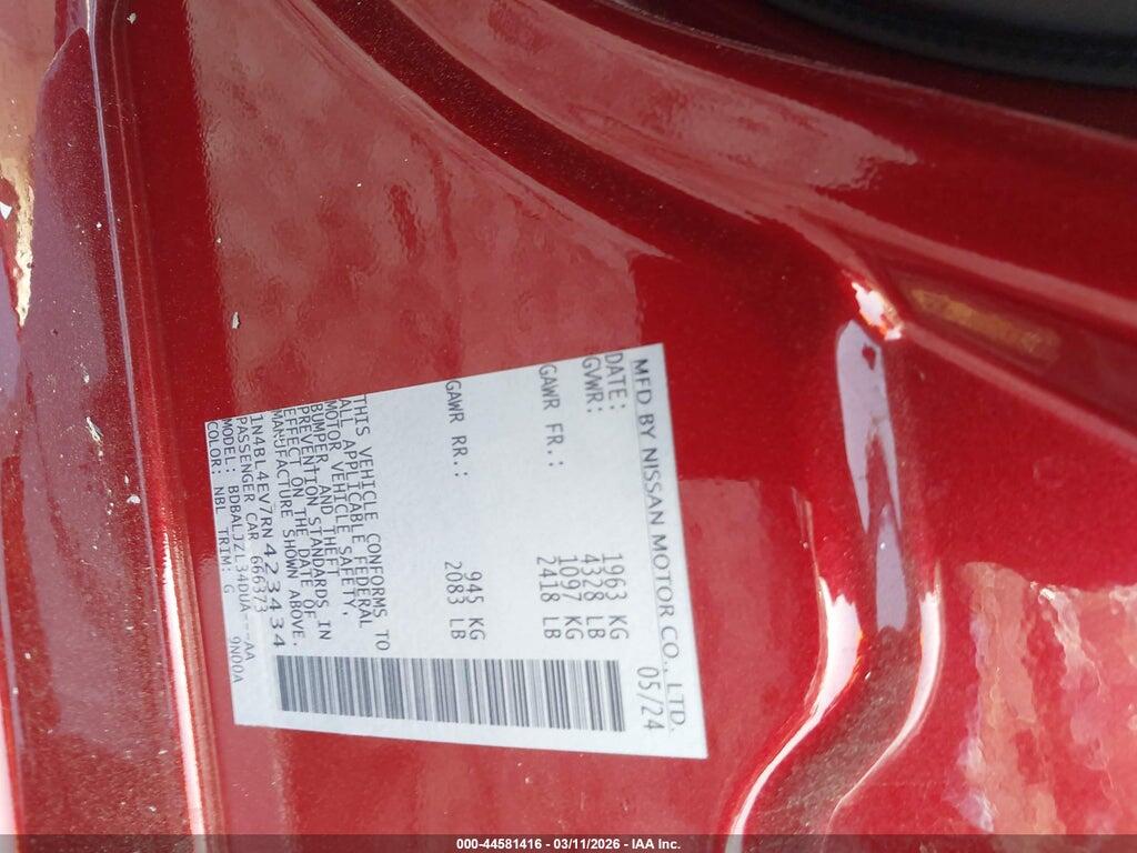 1N4BL4EV7RN423434 2024 NISSAN ALTIMA photo no. 9