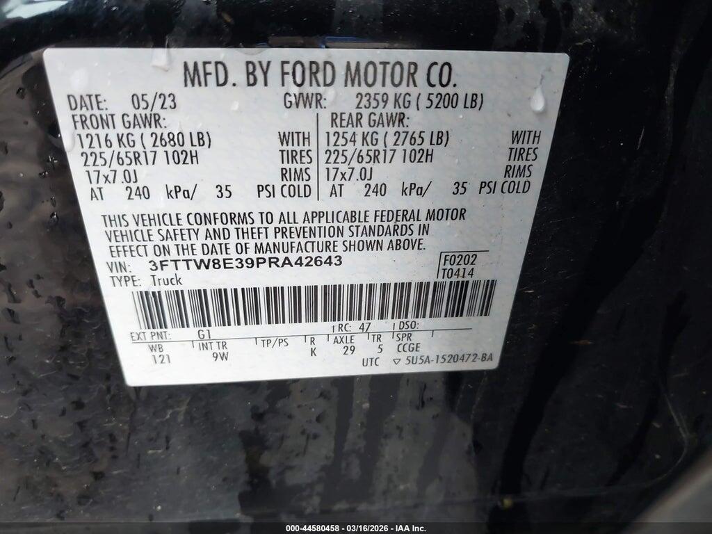 3FTTW8E39PRA42643 2023 FORD MAVERICK photo no. 9