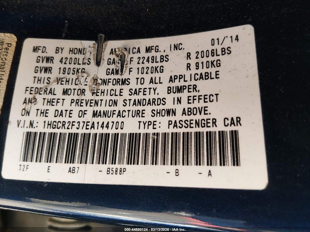 1HGCR2F37EA144700 2014 HONDA ACCORD photo no. 9
