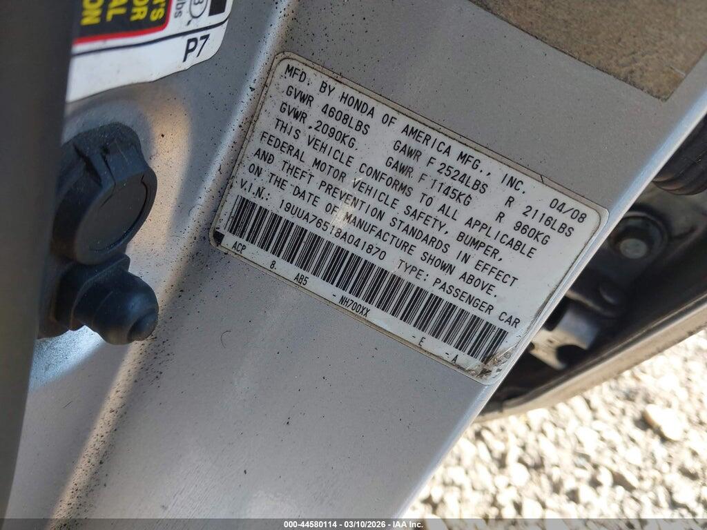 19UUA76518A041870 2008 ACURA TL photo no. 9