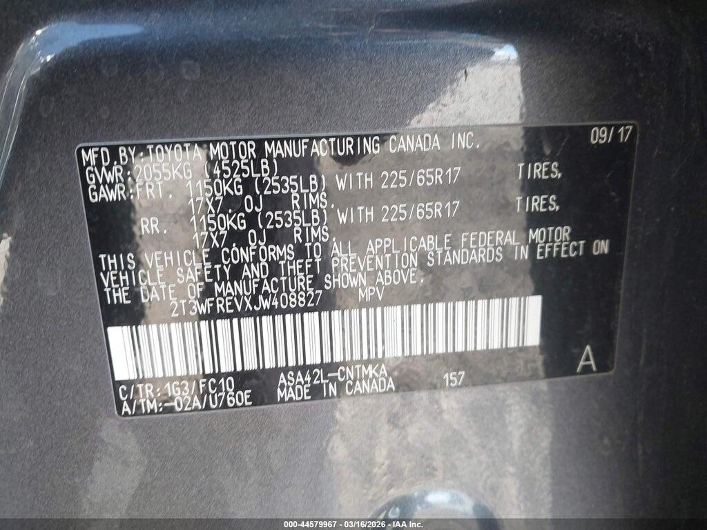 2T3WFREVXJW408827 2018 TOYOTA RAV4 photo no. 9