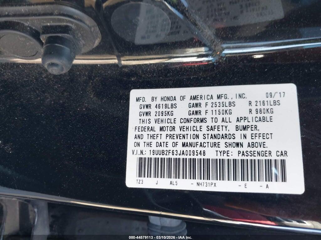 19UUB2F63JA009548 2018 ACURA TLX photo no. 9