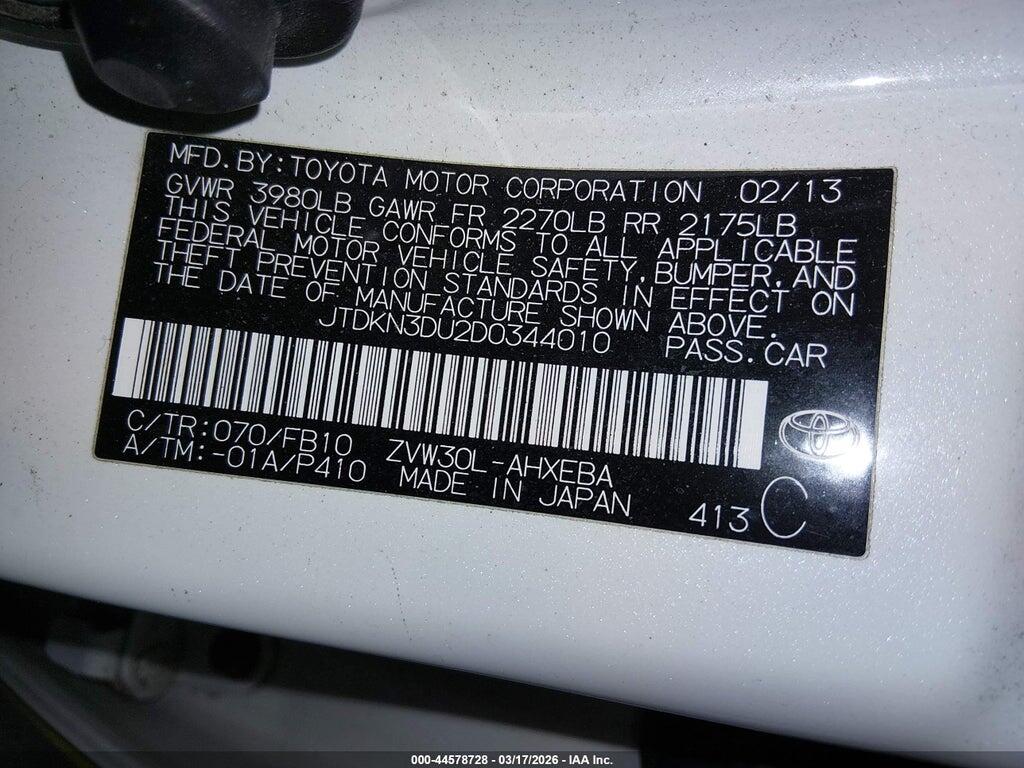JTDKN3DU2D0344010 2013 TOYOTA PRIUS photo no. 9