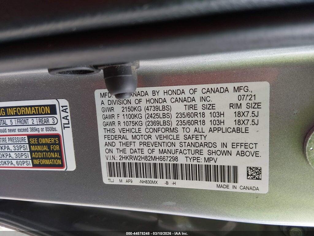 2HKRW2H82MH667298 2021 HONDA CR-V photo no. 9