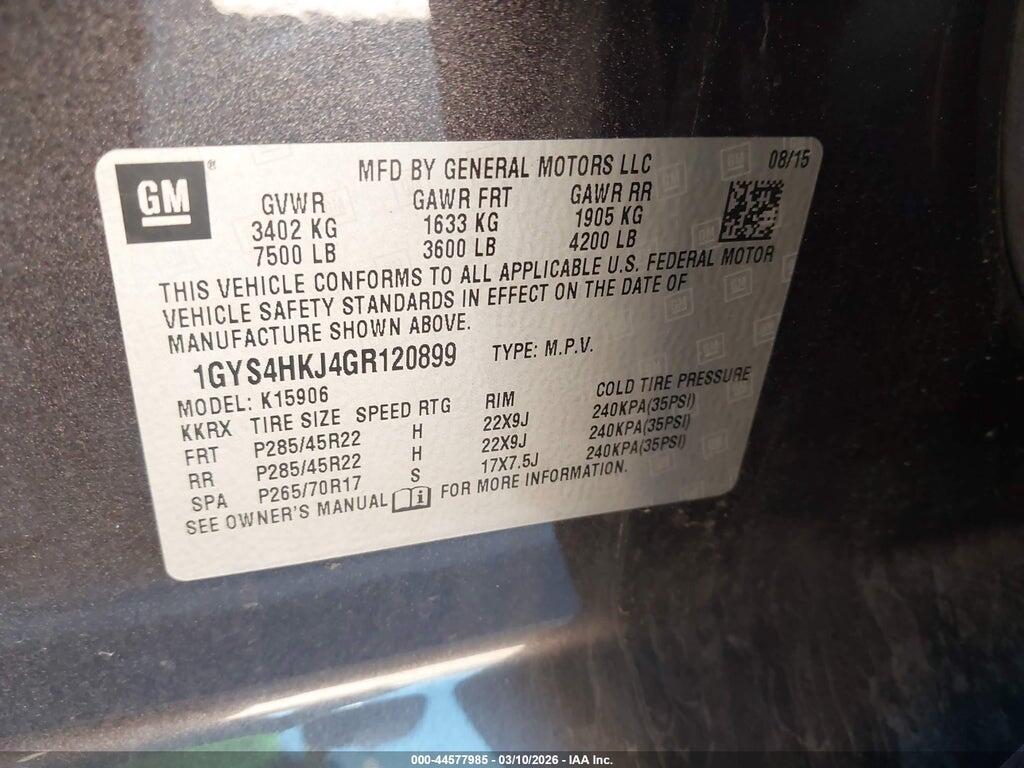 1GYS4HKJ4GR120899 2016 CADILLAC ESCALADE ESV photo no. 9