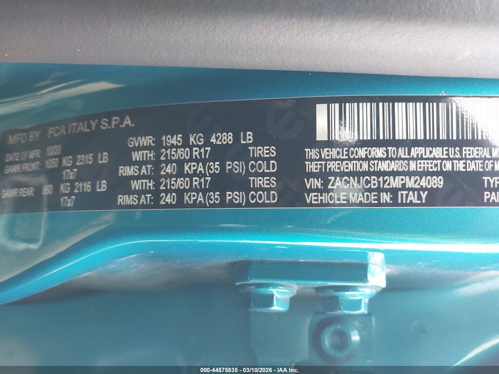 ZACNJCB12MPM24089 2021 JEEP RENEGADE photo no. 9