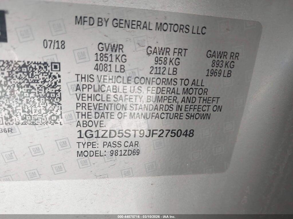 1G1ZD5ST9JF275048 2018 CHEVROLET MALIBU photo no. 9