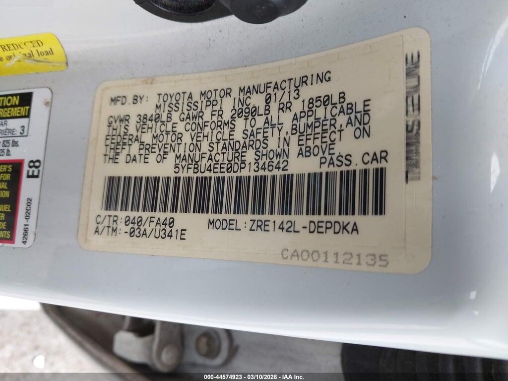 5YFBU4EE0DP134642 2013 TOYOTA COROLLA photo no. 9