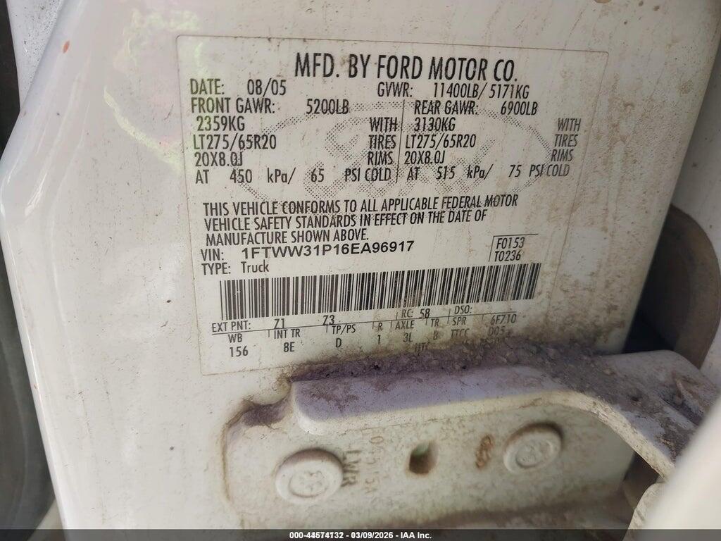 1FTWW31P16EA96917 2006 FORD F-350 photo no. 8