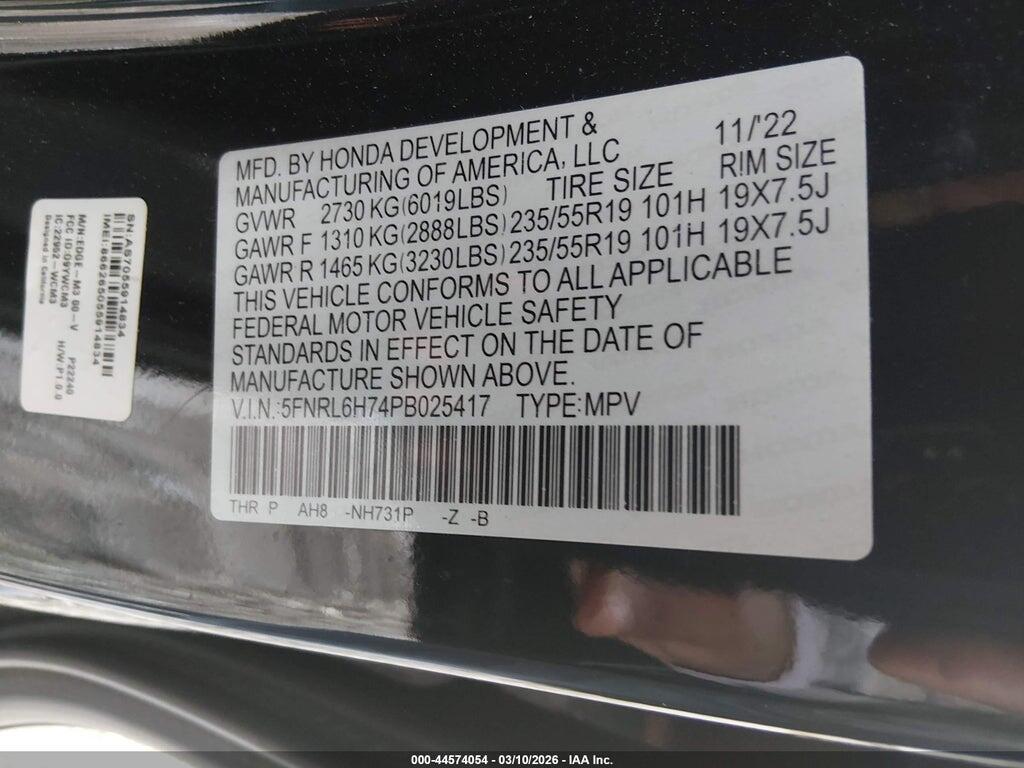 5FNRL6H74PB025417 2023 HONDA ODYSSEY photo no. 9