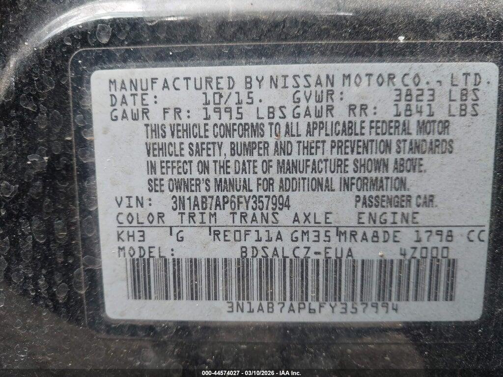 3N1AB7AP6FY357994 2015 NISSAN SENTRA photo no. 9