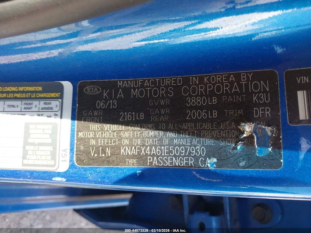 KNAFX4A61E5097930 2014 KIA FORTE photo no. 9