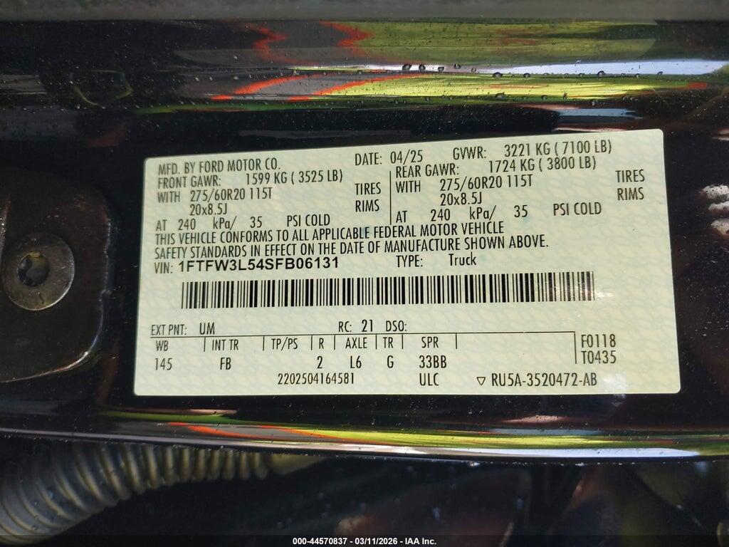 1FTFW3L54SFB06131 2025 FORD F-150 photo no. 9