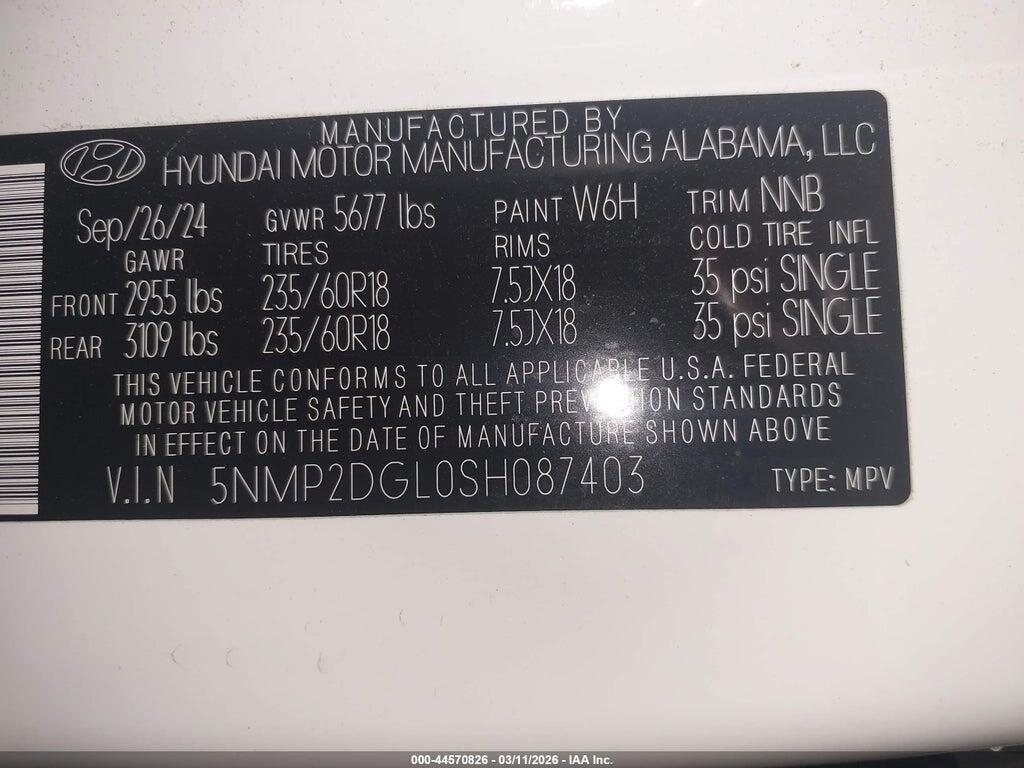 5NMP2DGL0SH087403 2025 HYUNDAI SANTA FE photo no. 9