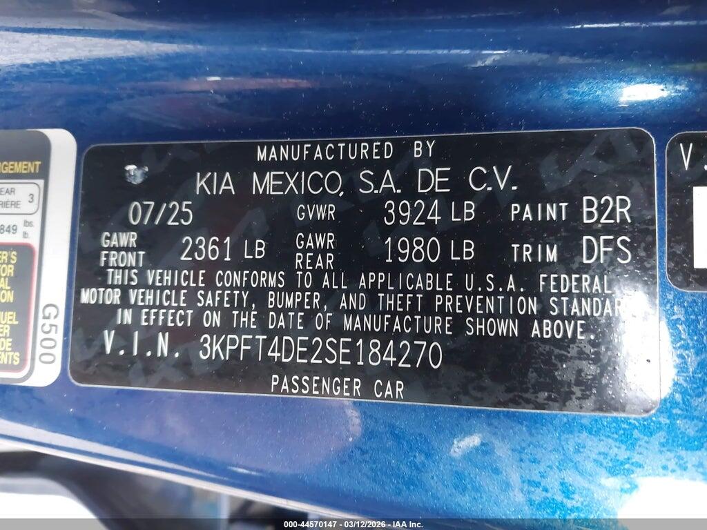 3KPFT4DE2SE184270 2025 KIA K4 photo no. 9