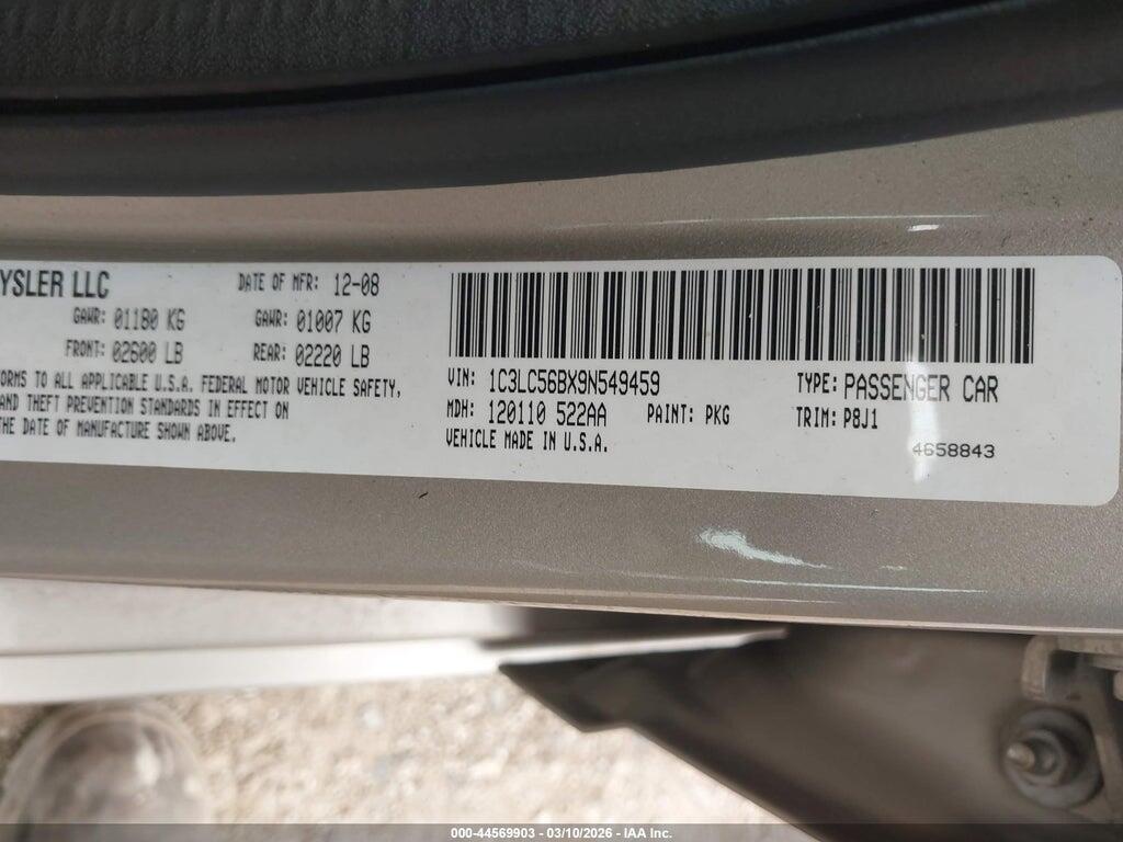 1C3LC56BX9N549459 2009 CHRYSLER SEBRING photo no. 9