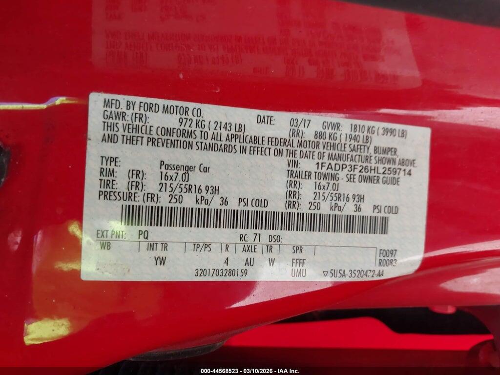 1FADP3F26HL259714 2017 FORD FOCUS photo no. 9
