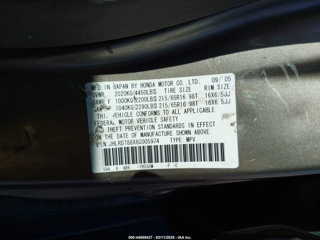 JHLRD788X6C005974 2006 HONDA CR-V photo no. 9
