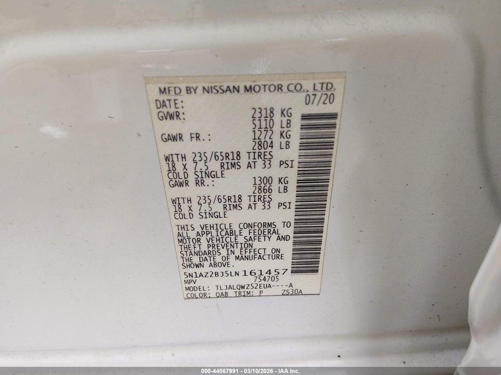 5N1AZ2BJ5LN161457 2020 NISSAN MURANO photo no. 9