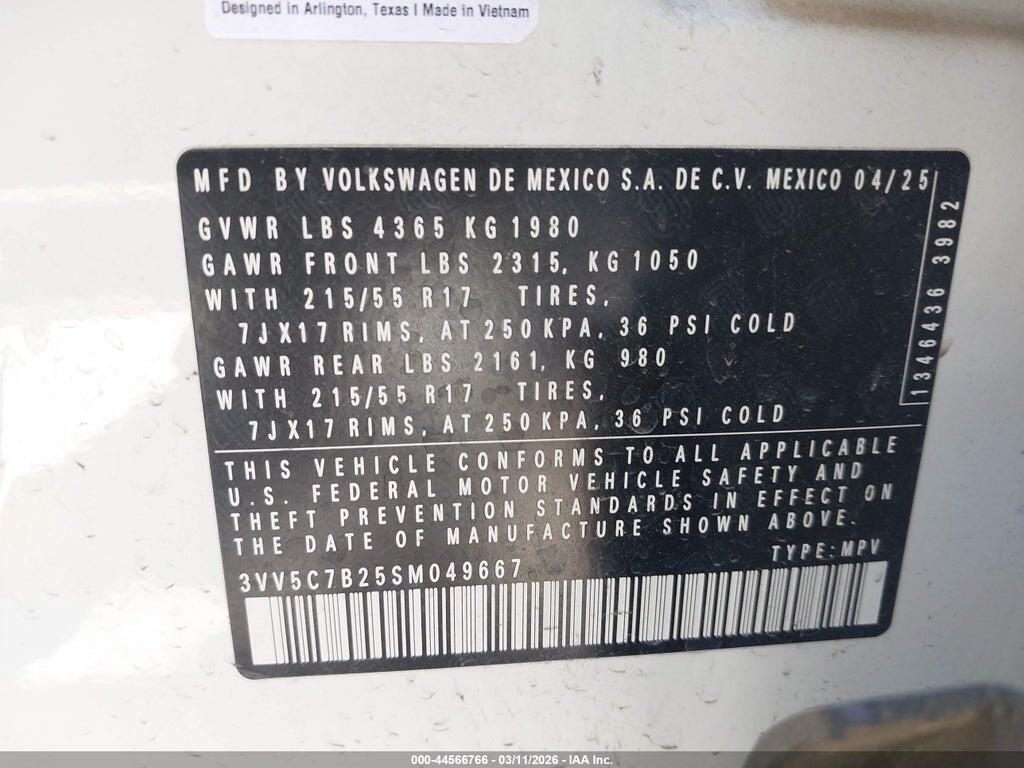 3VV5C7B25SM049667 2025 VOLKSWAGEN TAOS photo no. 9