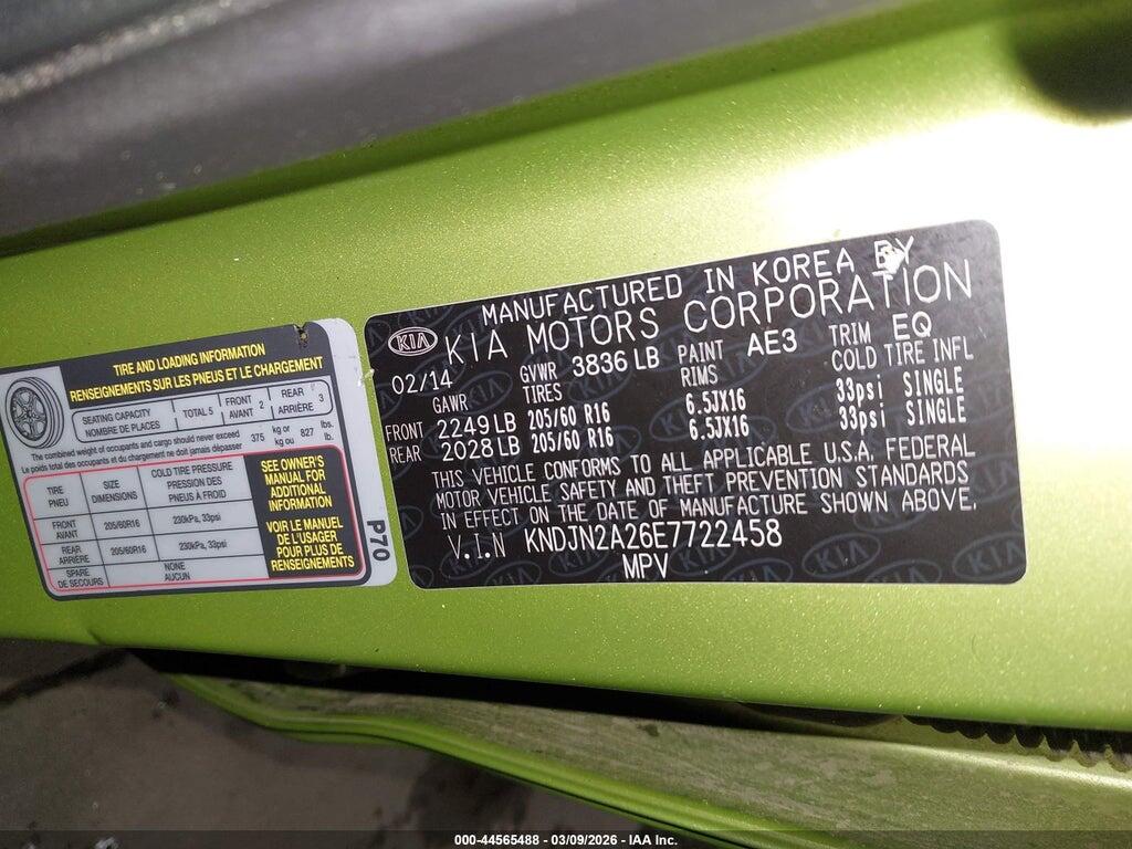 KNDJN2A26E7722458 2014 KIA SOUL photo no. 9