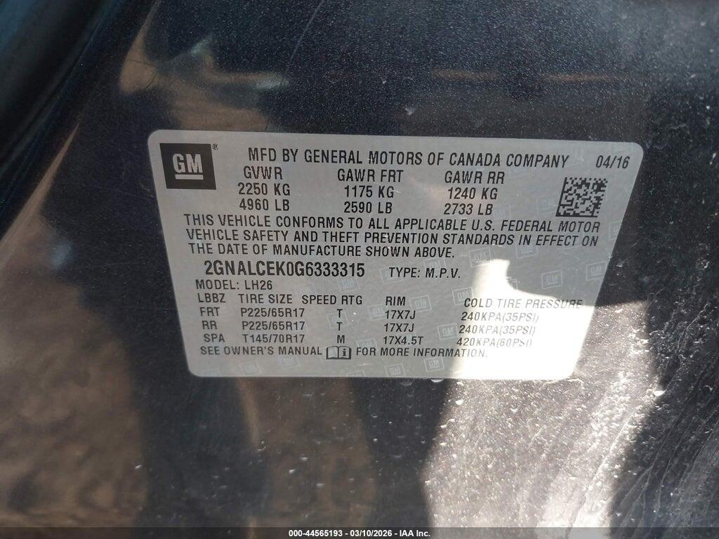 2GNALCEK0G6333315 2016 CHEVROLET EQUINOX photo no. 9