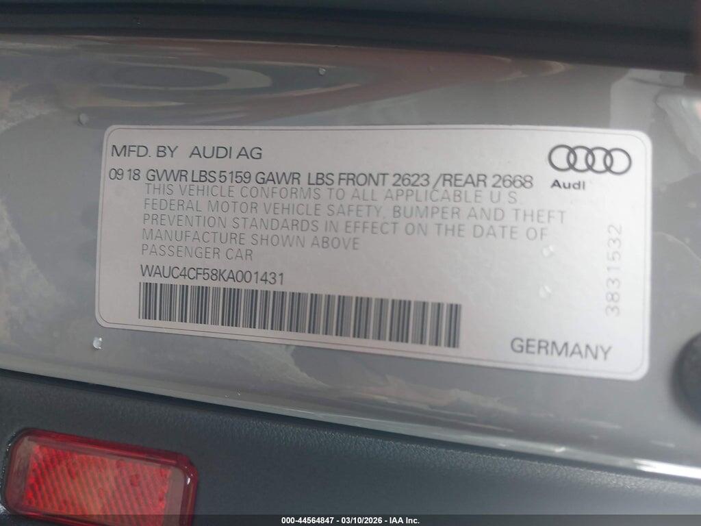 WAUC4CF58KA001431 2019 AUDI S5 photo no. 9
