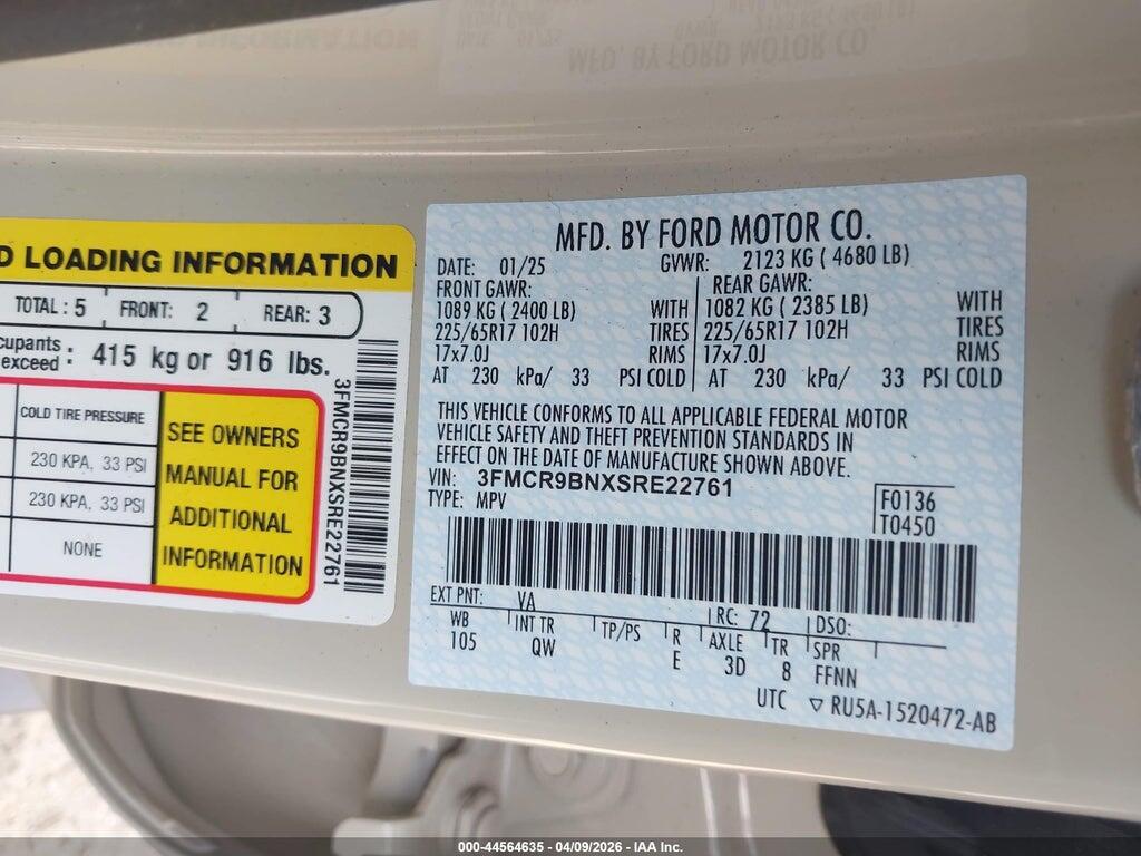 3FMCR9BNXSRE22761 2025 FORD BRONCO SPORT photo no. 9