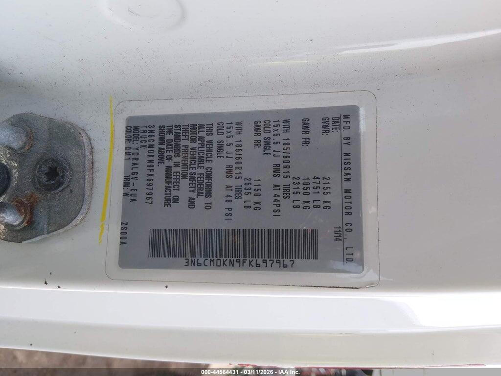 3N6CM0KN9FK697967 2015 NISSAN NV200 photo no. 9
