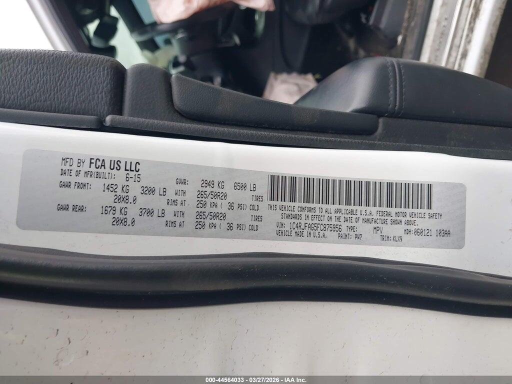 1C4RJFAG5FC875956 2015 JEEP GRAND CHEROKEE photo no. 9
