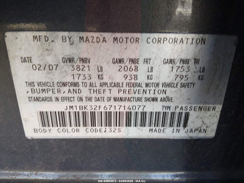 JM1BK32F671714077 2007 MAZDA MAZDA3 photo no. 9